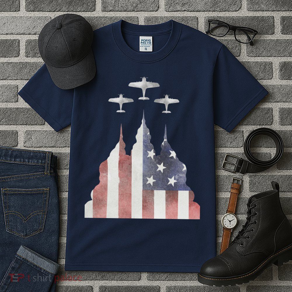 Patriotic Usa Flag Fighter Jets 4th Of July Tall T-Shirt