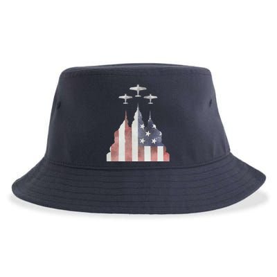 Patriotic Usa Flag Fighter Jets 4th Of July Sustainable Bucket Hat