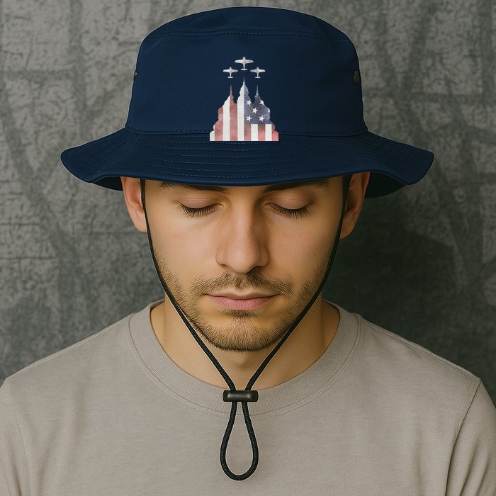 Patriotic Usa Flag Fighter Jets 4th Of July Bucket Hat