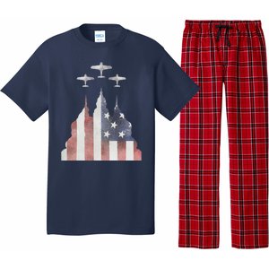 Patriotic Usa Flag Fighter Jets 4th Of July Pajama Set