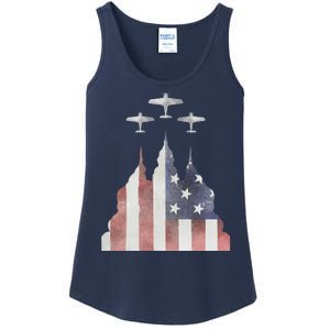 Patriotic Usa Flag Fighter Jets 4th Of July Ladies Essential Tank