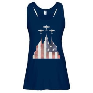 Patriotic Usa Flag Fighter Jets 4th Of July Ladies Essential Flowy Tank