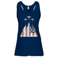 Patriotic Usa Flag Fighter Jets 4th Of July Ladies Essential Flowy Tank