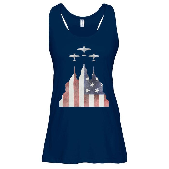 Patriotic Usa Flag Fighter Jets 4th Of July Ladies Essential Flowy Tank