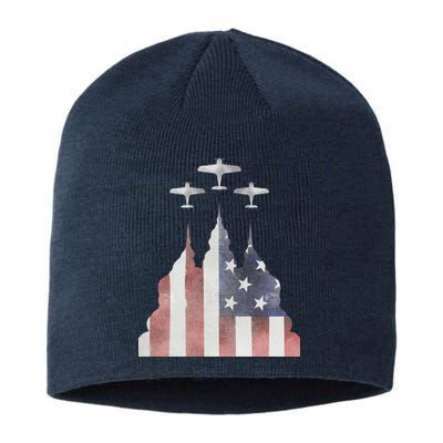Patriotic Usa Flag Fighter Jets 4th Of July Sustainable Beanie
