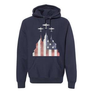 Patriotic Usa Flag Fighter Jets 4th Of July Premium Hoodie