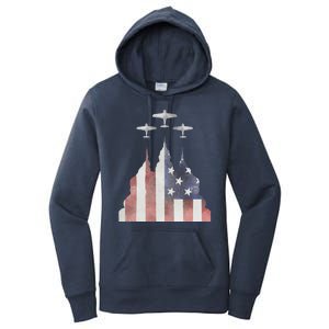 Patriotic Usa Flag Fighter Jets 4th Of July Women's Pullover Hoodie