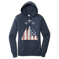 Patriotic Usa Flag Fighter Jets 4th Of July Women's Pullover Hoodie