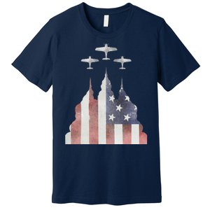 Patriotic Usa Flag Fighter Jets 4th Of July Premium T-Shirt