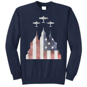 Patriotic Usa Flag Fighter Jets 4th Of July Tall Sweatshirt