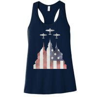 Patriotic Usa Flag Fighter Jets 4th Of July Women's Racerback Tank