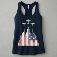 Patriotic Usa Flag Fighter Jets 4th Of July Womens Tank Top