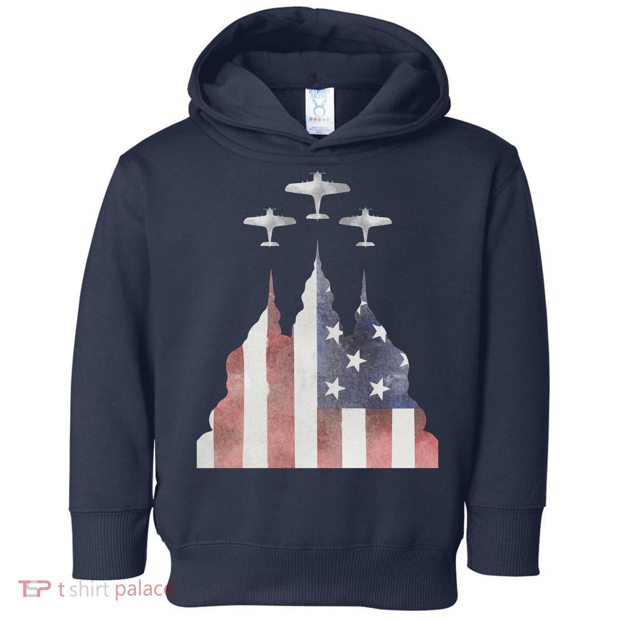 Patriotic Usa Flag Fighter Jets 4th Of July Toddler Hoodie