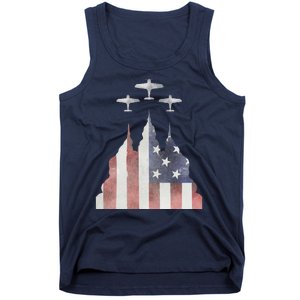 Patriotic Usa Flag Fighter Jets 4th Of July Tank Top