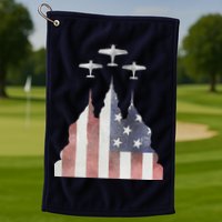 Patriotic Usa Flag Fighter Jets 4th Of July Golf Towel