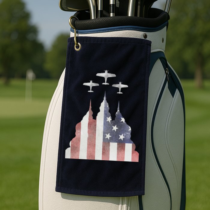 Patriotic Usa Flag Fighter Jets 4th Of July Golf Towel