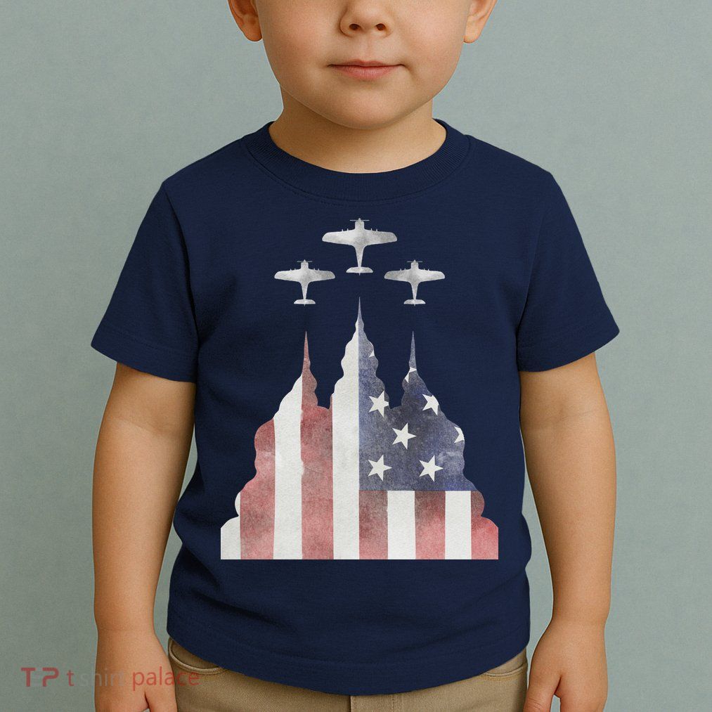 Patriotic Usa Flag Fighter Jets 4th Of July Toddler T-Shirt
