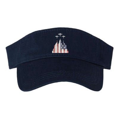 Patriotic Usa Flag Fighter Jets 4th Of July Valucap Bio-Washed Visor