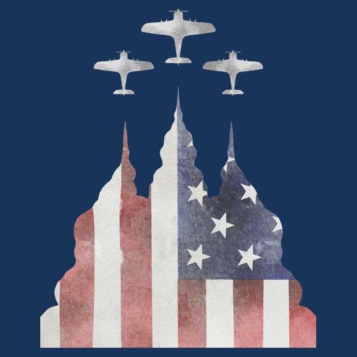Patriotic Usa Flag Fighter Jets 4th Of July Women's V-Neck T-Shirt