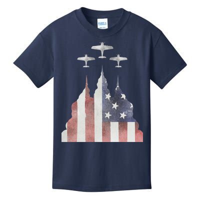 Patriotic Usa Flag Fighter Jets 4th Of July Kids T-Shirt