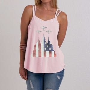 Patriotic Usa Flag Fighter Jets 4th Of July Women's Strappy Tank