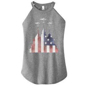 Patriotic Usa Flag Fighter Jets 4th Of July Women's Perfect Tri Rocker Tank