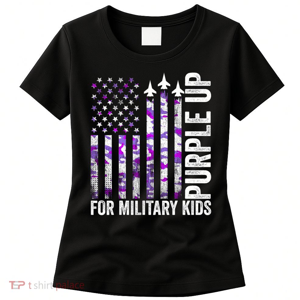 Purple Up For Military USA Flag Military Child Month Women's T-Shirt