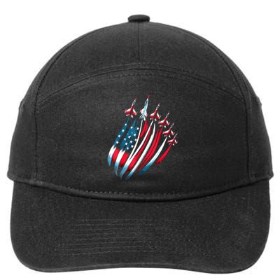 Patriotic Usa Flag Fighter Jets 4th Of July 7-Panel Snapback Hat