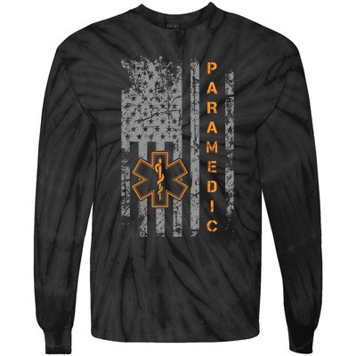 Paramedic Usa Flag Proud Ems Emt American Gifts Friend Tie-Dye Long Sleeve Shirt