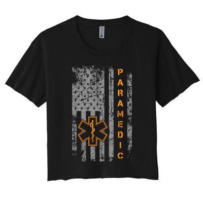 Paramedic Usa Flag Proud Ems Emt American Gifts Friend Crop Top