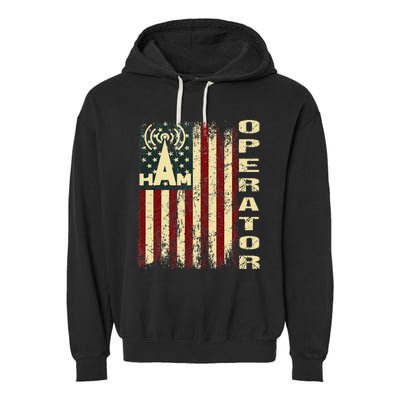 Patriotic USA Flag Ham Radio Amateur Radio Operator Garment-Dyed Fleece Hoodie