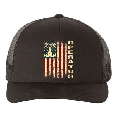 Patriotic USA Flag Ham Radio Amateur Radio Operator Yupoong Adult 5-Panel Trucker Hat