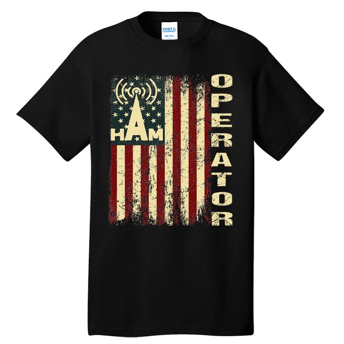 Patriotic USA Flag Ham Radio Amateur Radio Operator Tall T-Shirt