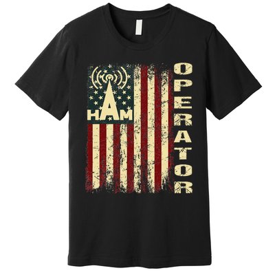 Patriotic USA Flag Ham Radio Amateur Radio Operator Premium T-Shirt