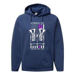 Purple Up For Military Child Month USA Flag Performance Fleece Hoodie