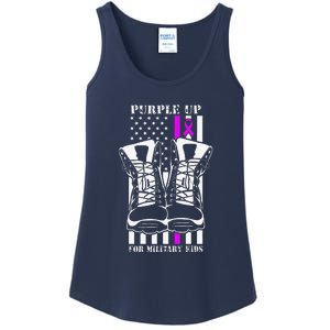 Purple Up For Military Child Month USA Flag Ladies Essential Tank