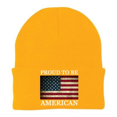 Patriotic Usa Flag Proud To Be American 4th Of July Gift Knit Cap Winter Beanie