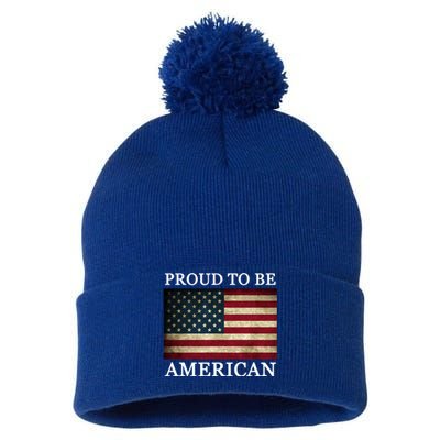 Patriotic Usa Flag Proud To Be American 4th Of July Gift Pom Pom 12in Knit Beanie