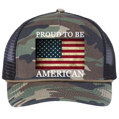 Patriotic Usa Flag Proud To Be American 4th Of July Gift Retro Rope Trucker Hat Cap