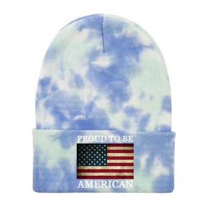 Patriotic Usa Flag Proud To Be American 4th Of July Gift Tie Dye 12in Knit Beanie