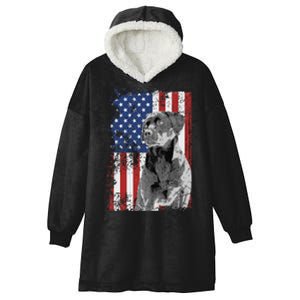 Patriotic USA Flag Black Labrador gift for Lab Owners Hooded Wearable Blanket