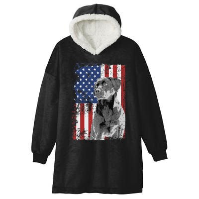 Patriotic USA Flag Black Labrador gift for Lab Owners Hooded Wearable Blanket