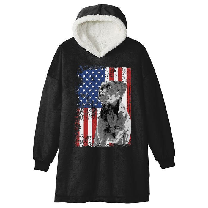 Patriotic USA Flag Black Labrador gift for Lab Owners Hooded Wearable Blanket