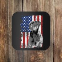 Patriotic USA Flag Black Labrador gift for Lab Owners Coaster