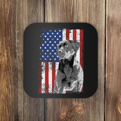 Patriotic USA Flag Black Labrador gift for Lab Owners Coaster