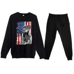 Patriotic USA Flag Black Labrador gift for Lab Owners Premium Crewneck Sweatsuit Set