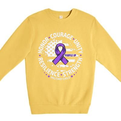 Purple Up For Military Ki.D Us Flag Cool Military Child Month Premium Crewneck Sweatshirt