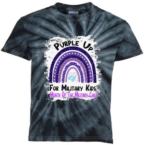 Purple Up For Military Month Rainbow Kids Tie-Dye T-Shirt