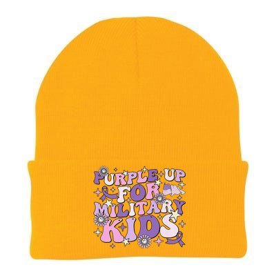 Purple Up For Military Ki.Ds Cute Groovy Military Child Month Knit Cap Winter Beanie