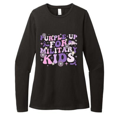 Purple Up For Military Ki.Ds Cute Groovy Military Child Month Womens CVC Long Sleeve Shirt